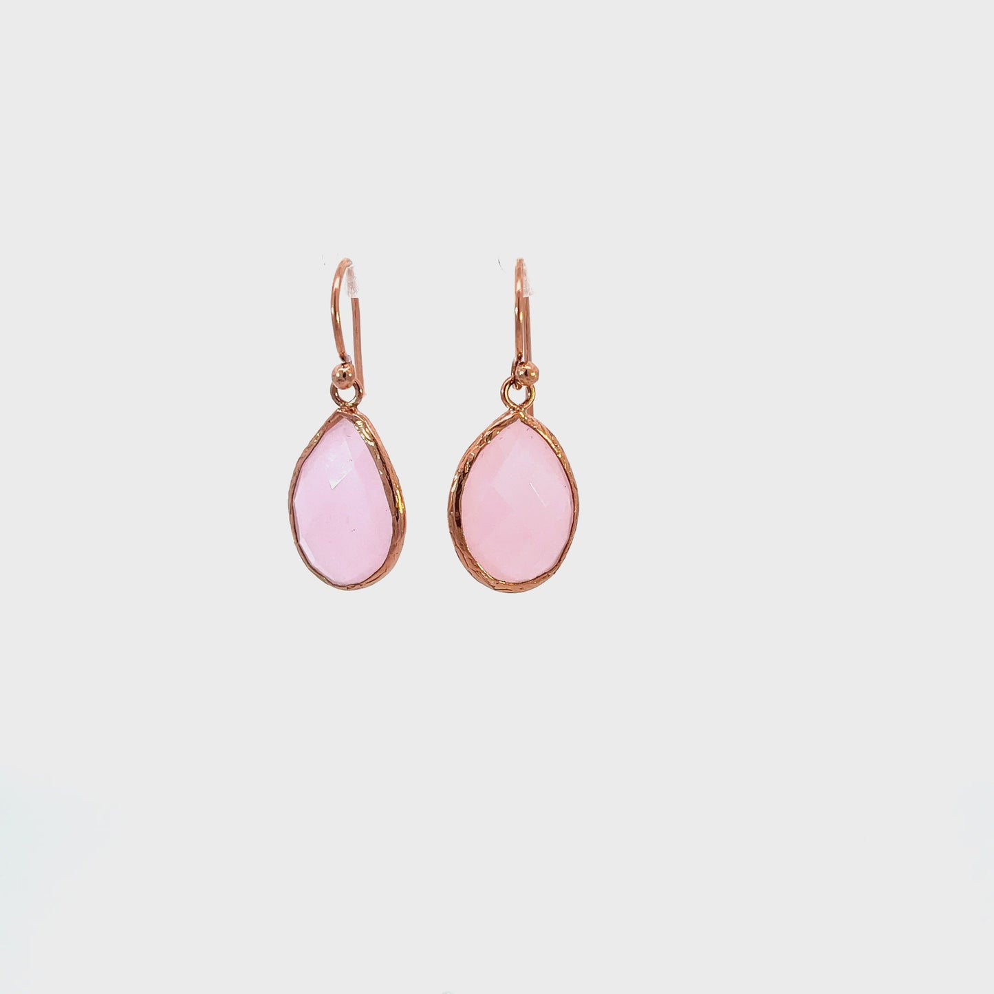 Petite Drop Earrings Rose Quartz Rosegold