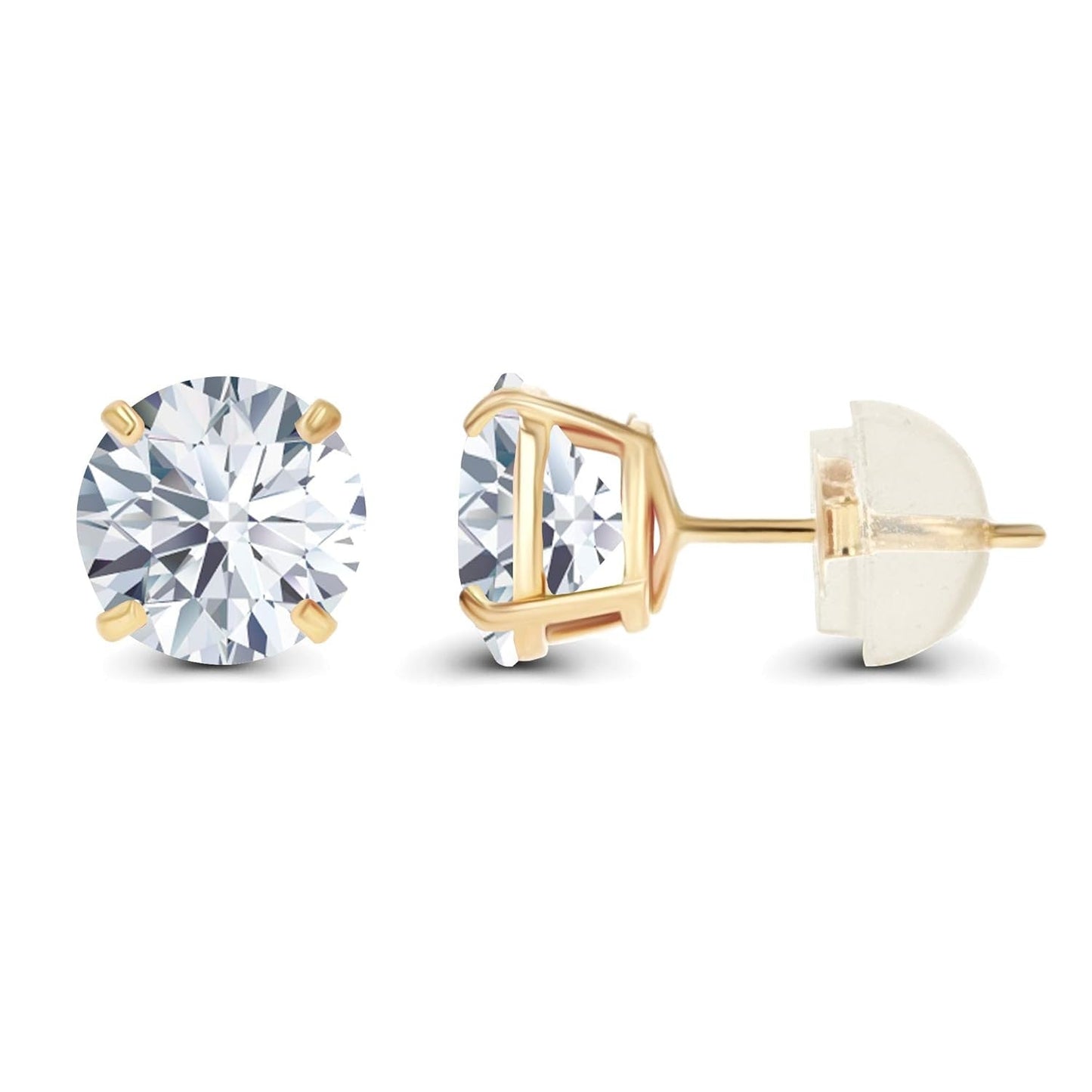 2CTW Created Moissanite Stud Earrings (G-Vs) in Choice of 14K White Gold or Yellow Gold